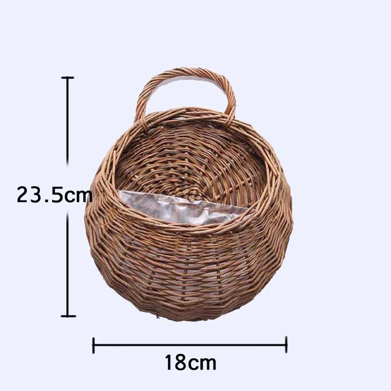Handwoven Rattan Wall Planter