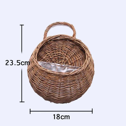 Handwoven Rattan Wall Planter