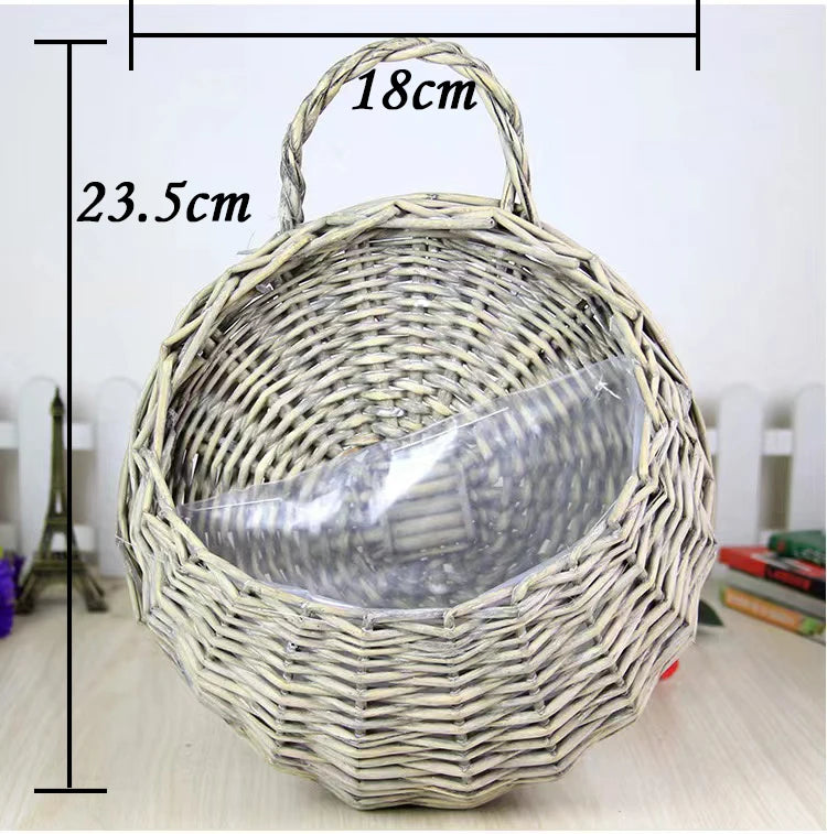Handwoven Rattan Wall Planter