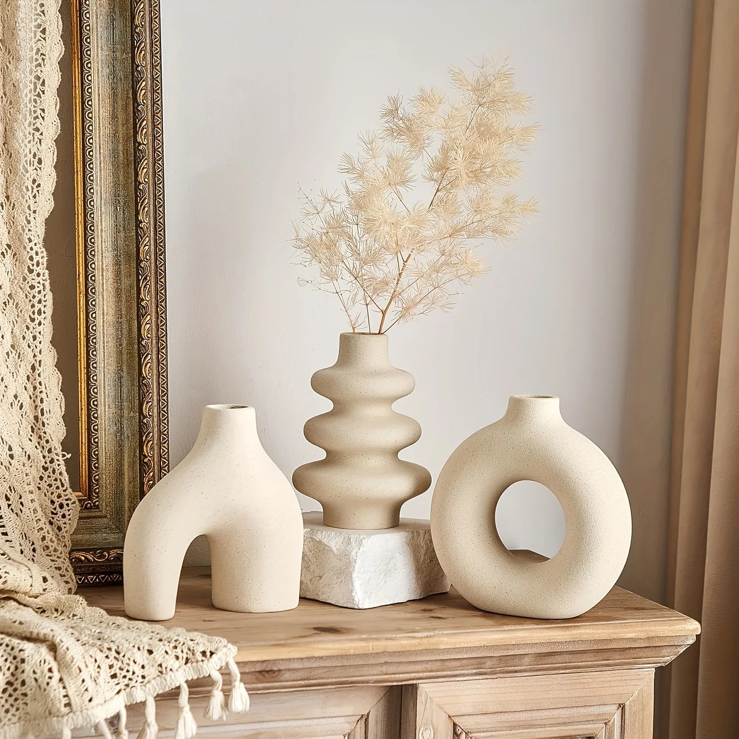 Boho Ceramic Decorative Vase Set