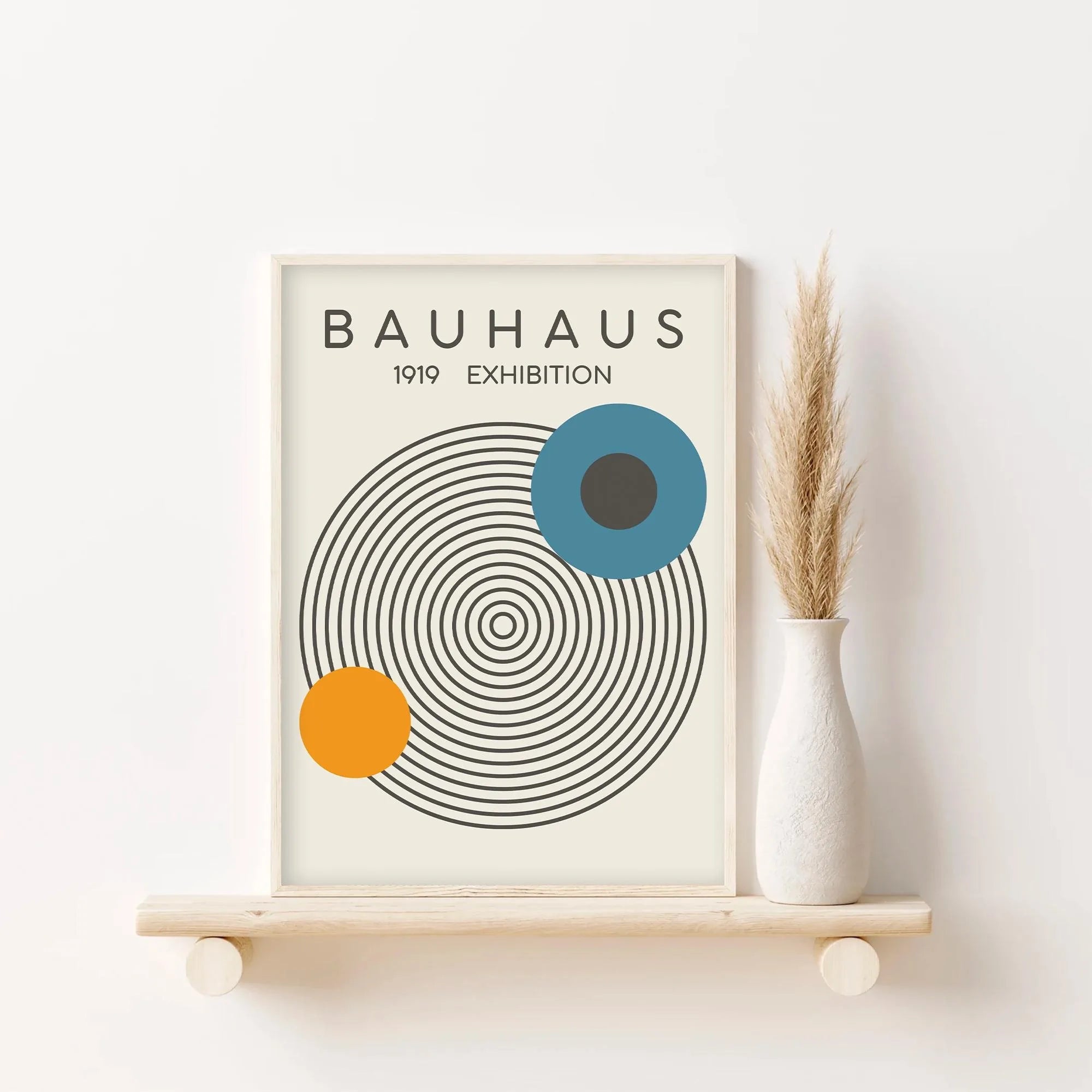Blue Yellow Abstract Line Wall Art