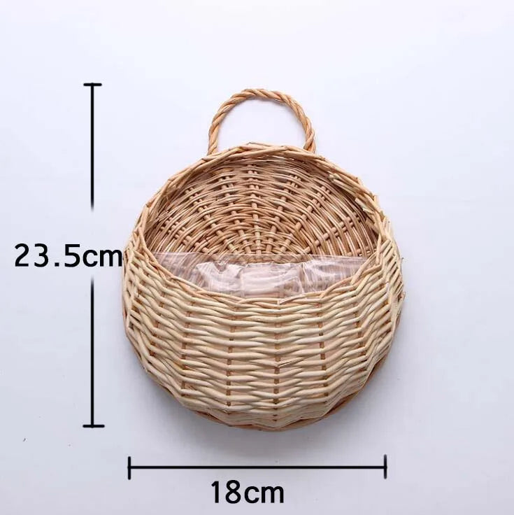 Handwoven Rattan Wall Planter