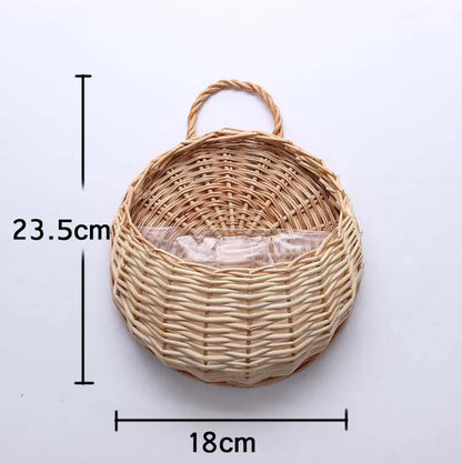 Handwoven Rattan Wall Planter