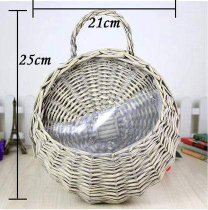 Handwoven Rattan Wall Planter