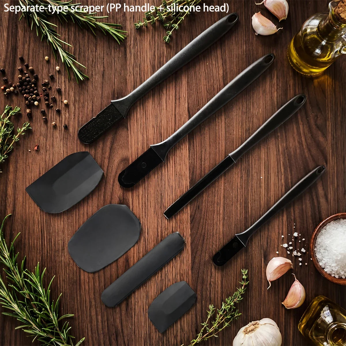 Silicone Kitchenware 6-Piece Set, Cream Scraper, Spatula, Oil Brush, Size Scraper Set Baking Tool, Non-Integrated Hand