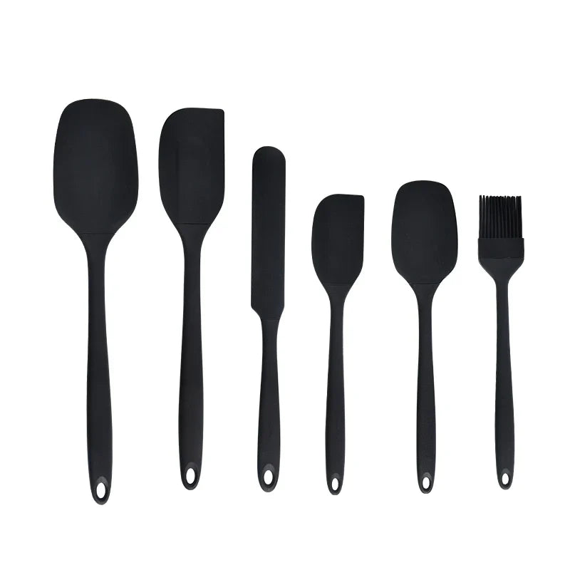Silicone Kitchenware 6-Piece Set, Cream Scraper, Spatula, Oil Brush, Size Scraper Set Baking Tool, Non-Integrated Hand