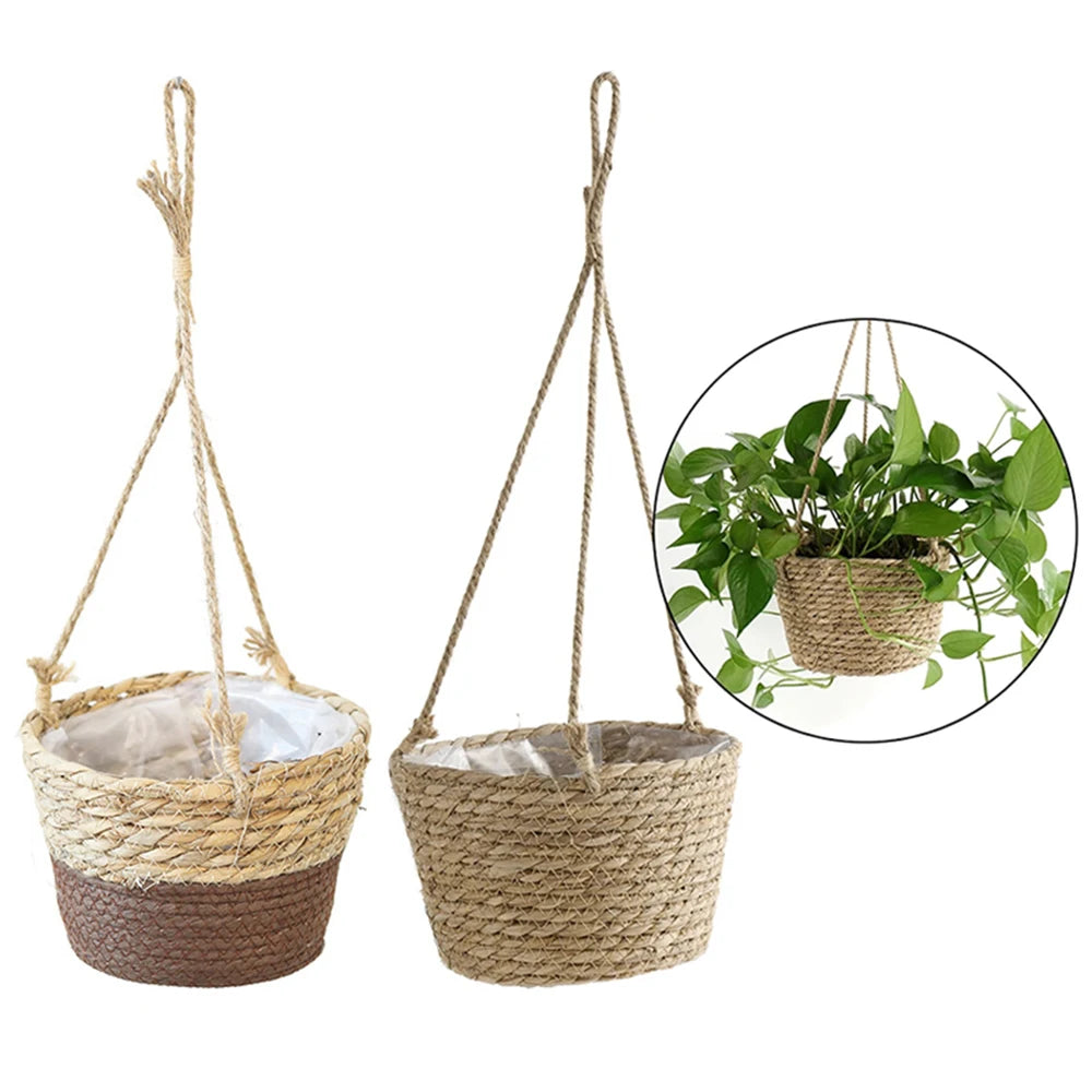 Woven Hanging Basket Planter