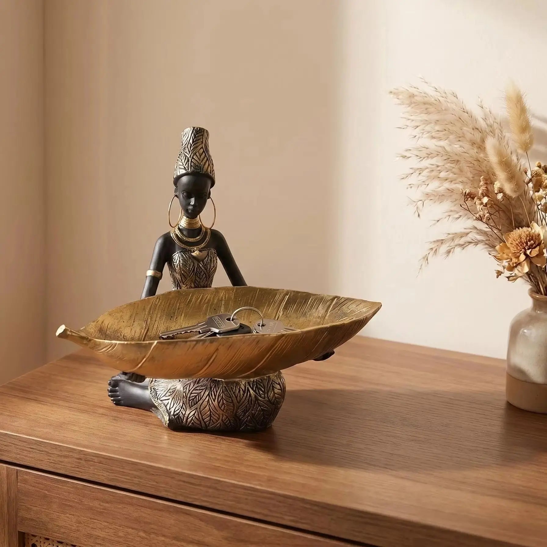 African Girl Plate Holder Sculpture