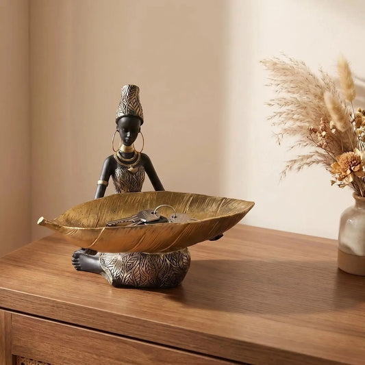 African Girl Plate Holder Sculpture