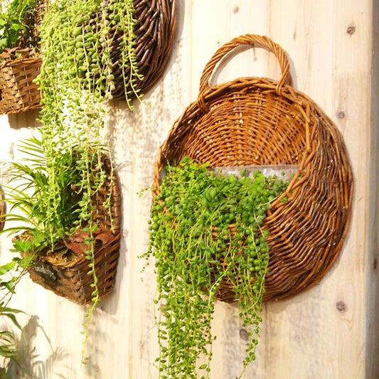 Handwoven Rattan Wall Planter