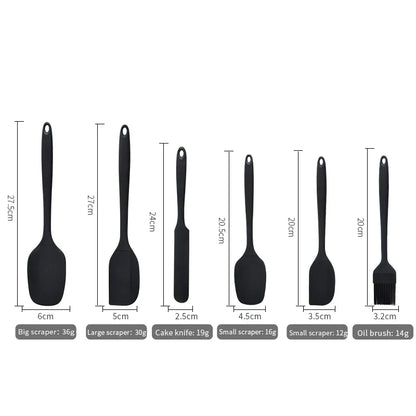 Silicone Kitchenware 6-Piece Set, Cream Scraper, Spatula, Oil Brush, Size Scraper Set Baking Tool, Non-Integrated Hand