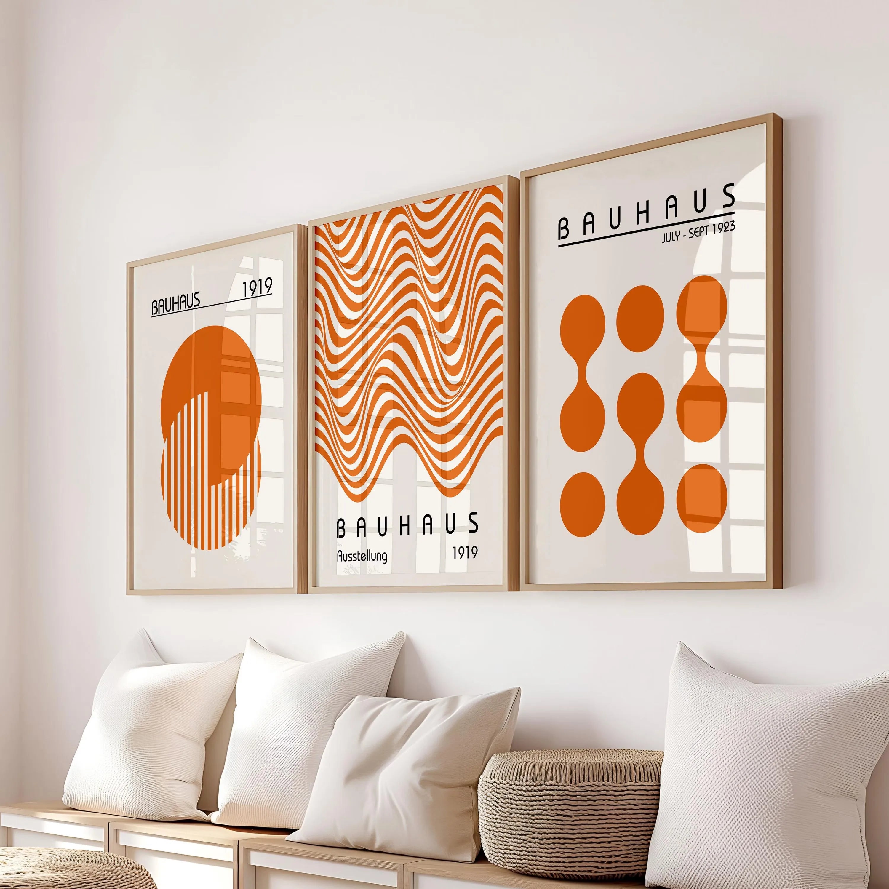 Blue Yellow Abstract Line Wall Art